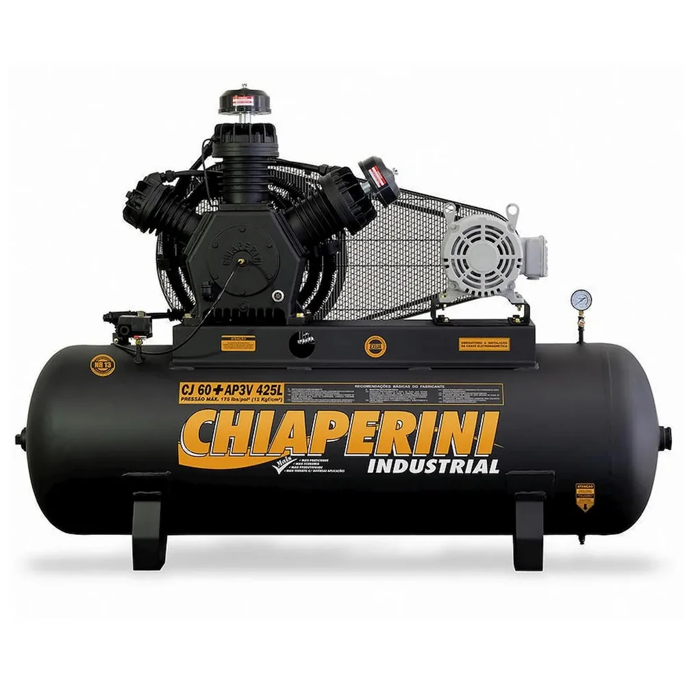 Compressor de Ar Alta Pressao 15HP 425 Litros 175 Libras 60PCM 220/380V TRIF Chiaperini CJ60+AP3V425L