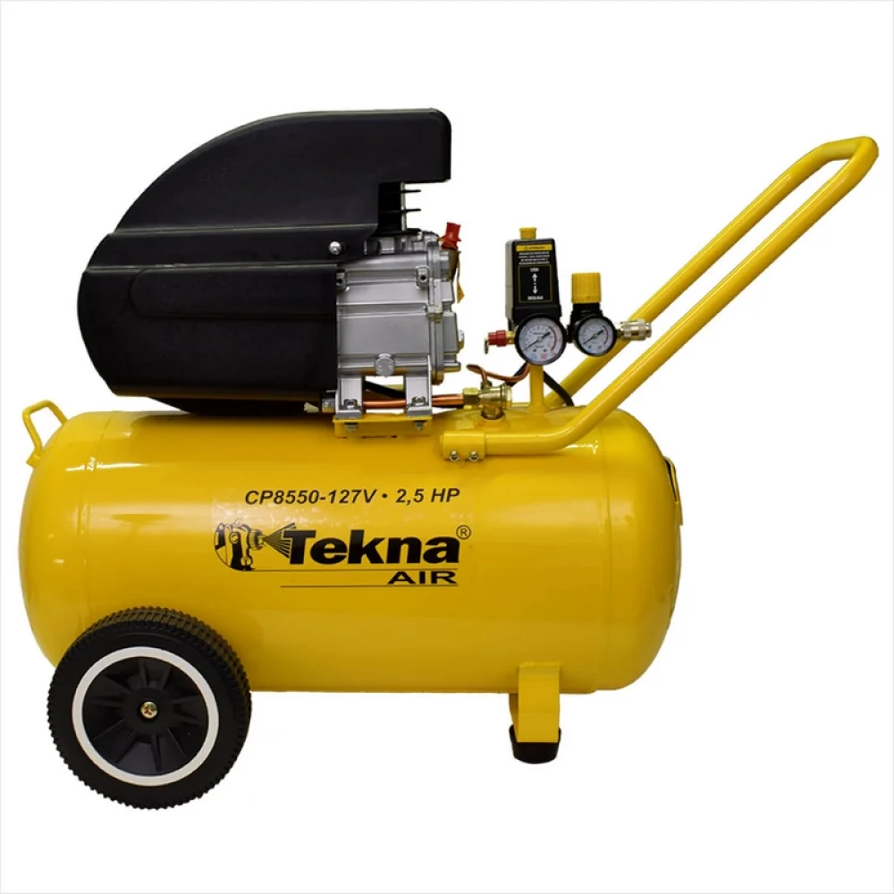 Motocompressor de Ar 2,5HP 50 Litros 116 Libras com Rodizio 8PCM 110V Tekna CP8550-1C