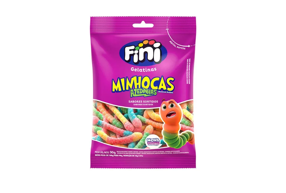 Bala Gelatinosa Minhocas Citricas Fini 90Gr