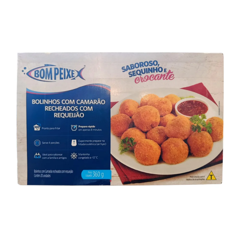 Bolinho de Camarão com Requeijão Cong. 360G Bom Peixe