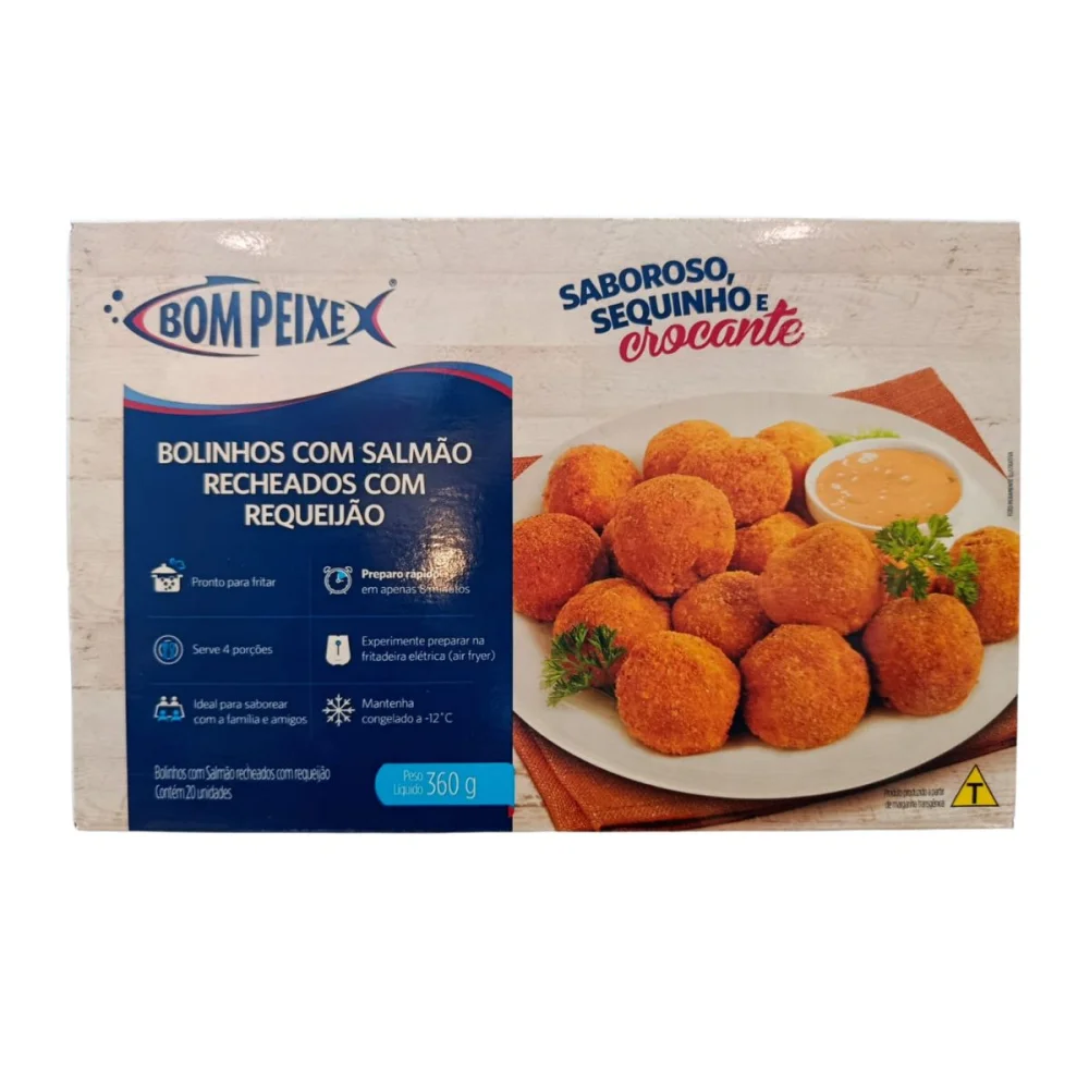 Bolinho de Salmão com Requeijão Cong. 360G Bom Peixe