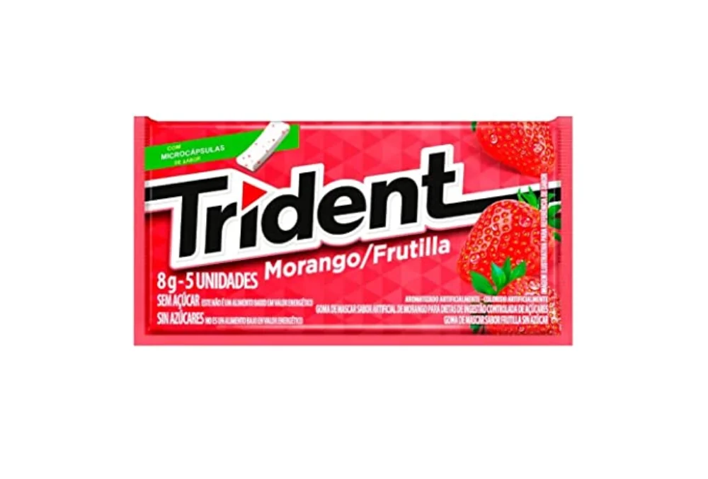 Chiclete Morango Trident Pack sem Açúcar 32Gr 