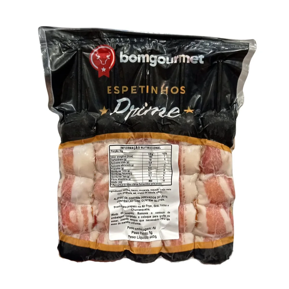 Espetinho Mandioca com Queijo Cong. 500G Temperado Bom Gourmet