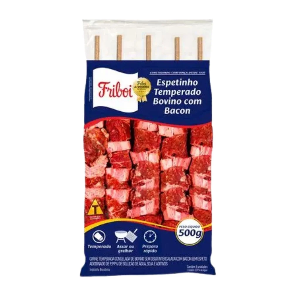 Espetinho Temperado C Bacon 500G Friboi