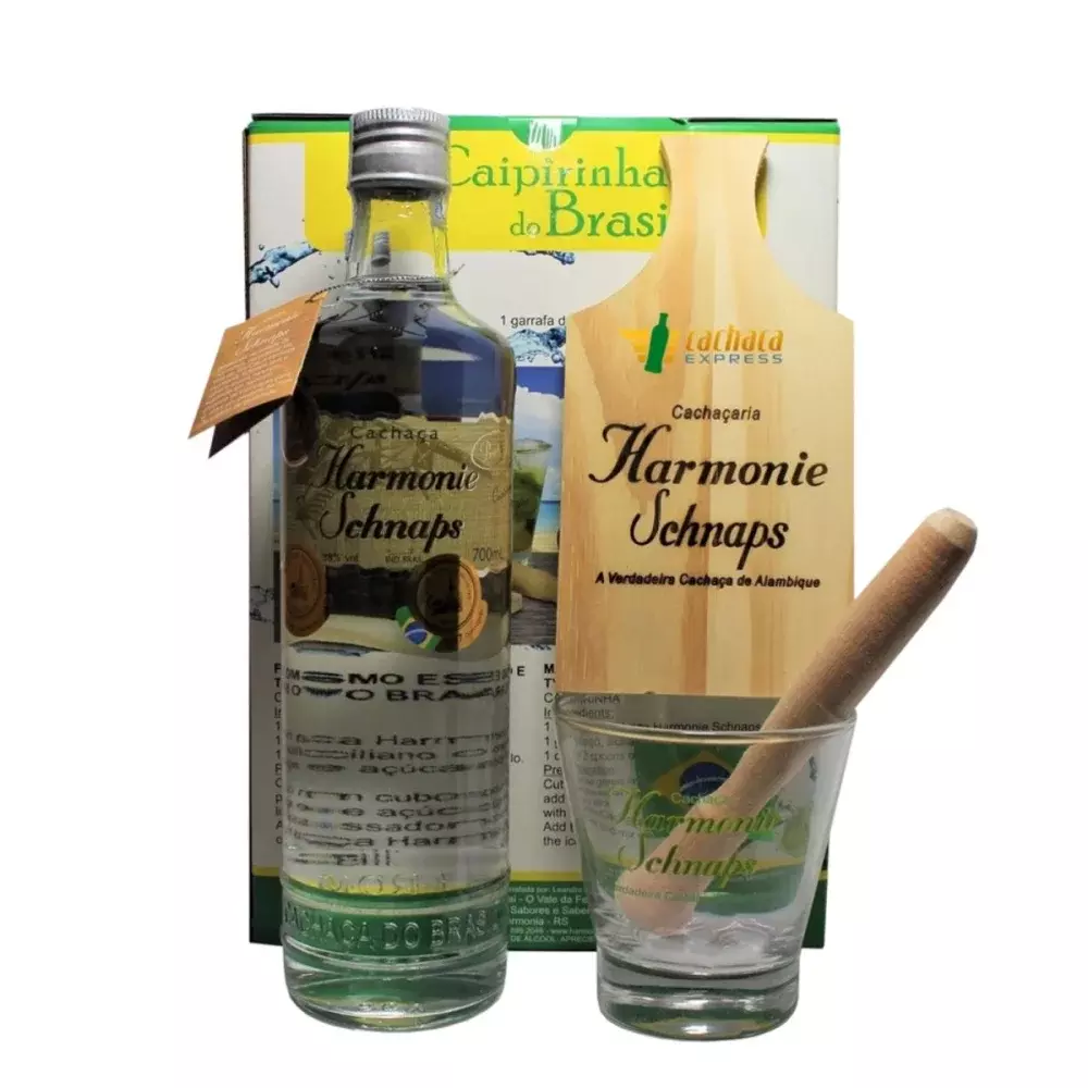 Kit Caipirinha 700Ml Cachaca Alambique e Copo Harmonie Schnps