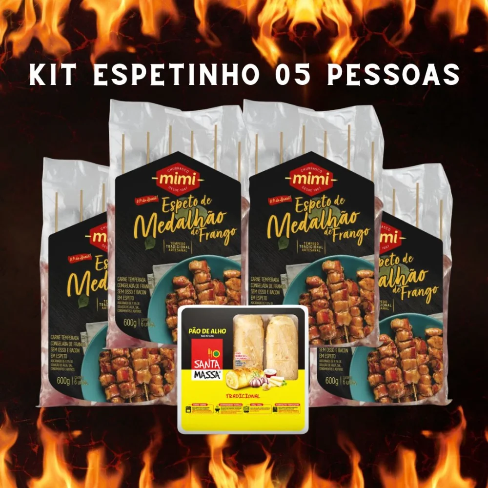 Kit Espetinho 05 Pessoas Medalhão de Frango