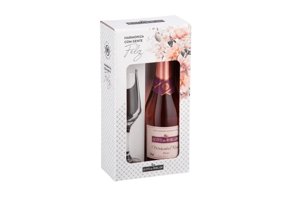 Kit Espumante 660Ml Moscatel Rose + Taca Quinta do Morgado