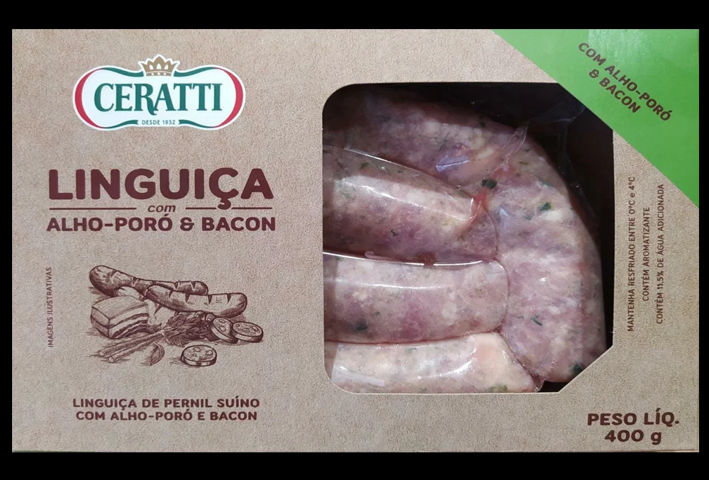 Linguica de Pernil com Alho Poro e Bacon Ceratti 400G