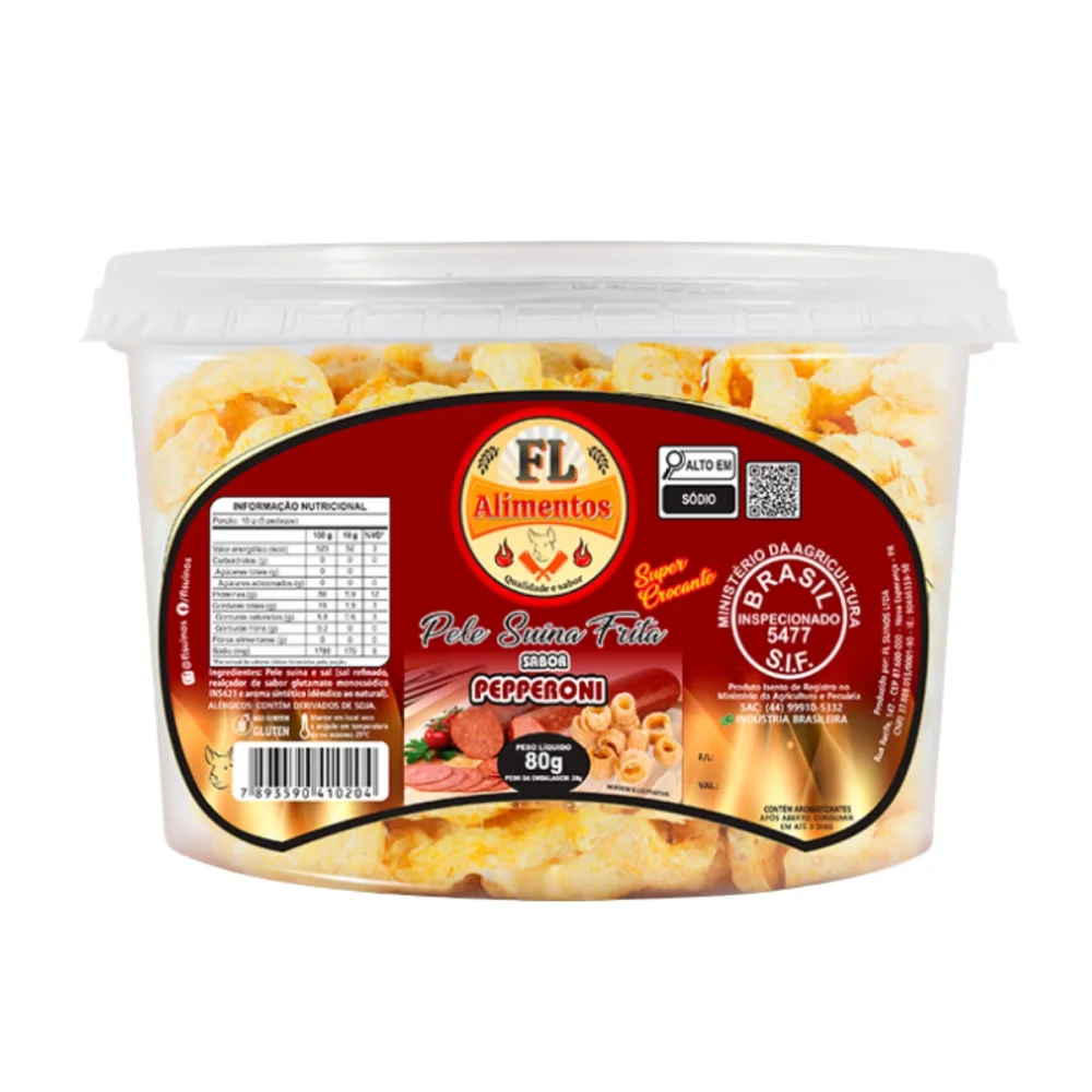 Pururuca Suína Peperoni 80Gr Fl Alimentos