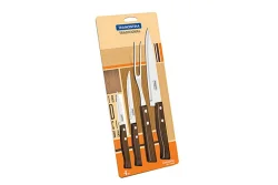 Jogo Facas e Garfo de Churrasco Inox 4 Peças Tradicional Tramontina