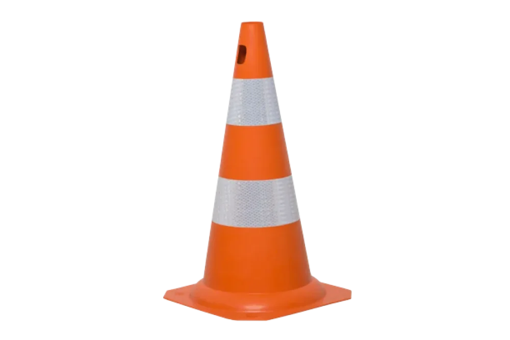 Cone 50Cm Flexivel Laranja C/Faixa Refletiva Branca