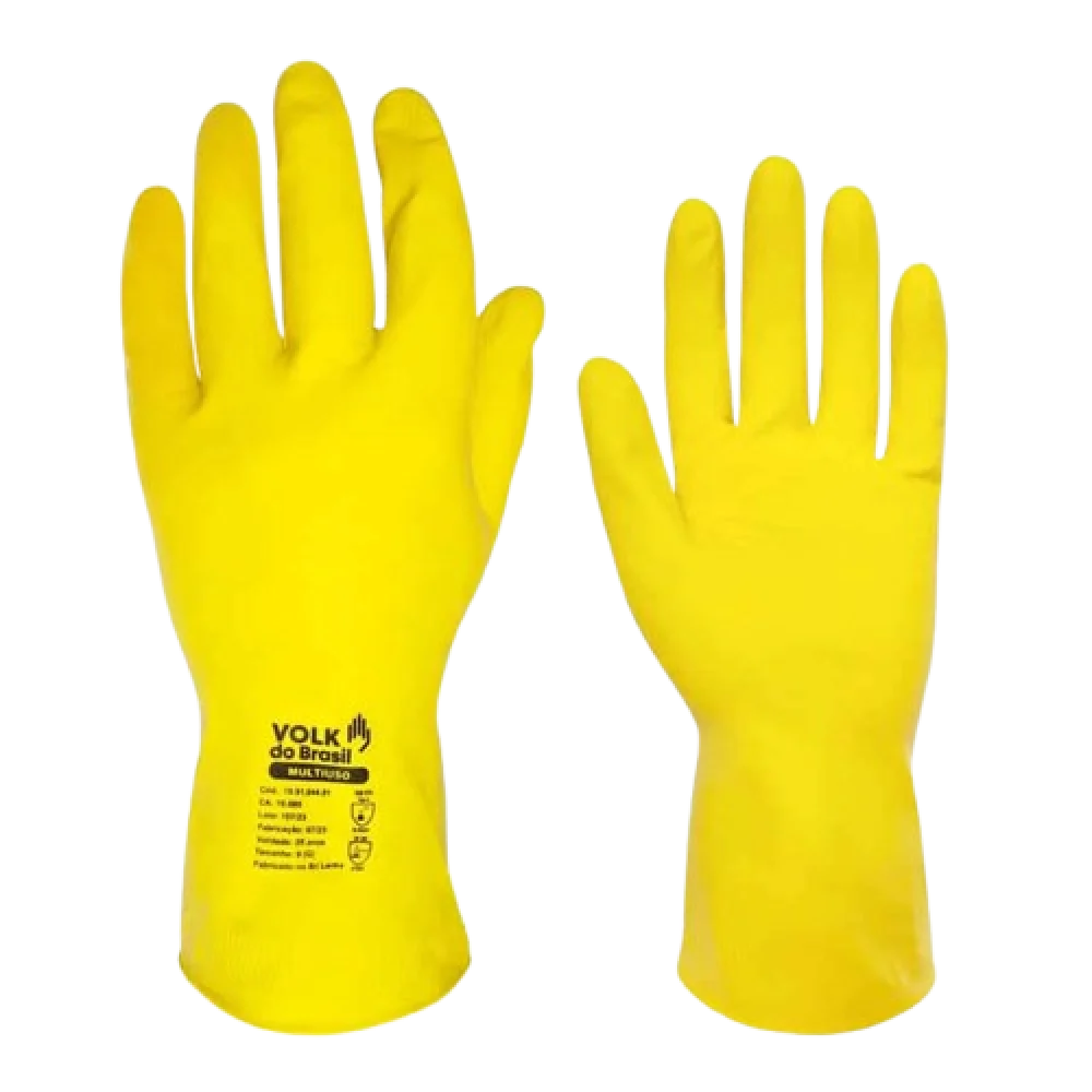Luva de Latex Multiuso Amarela Reutilizavel