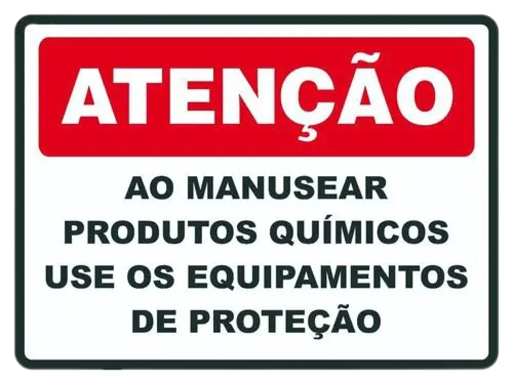 Placa Atencao Manusear Prod Quimicos Use Epi 180X250 MM
