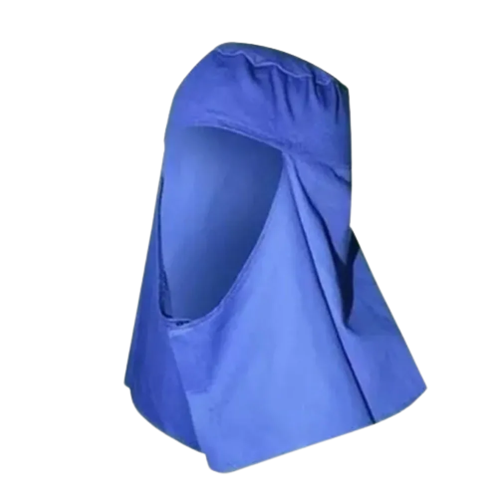 Touca Soldador em Brim Azul Velcro e Elastico Brascamp