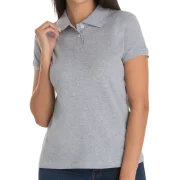 Camisa Polo Feminina Cinza Mescla MC Piquet Ingles Mundial Camisa Polo Feminina Cinza Mescla MC Piquet Ingles Mundial
