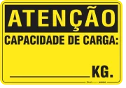 Placa Atencao Capacidade de Carga 180X250 MM