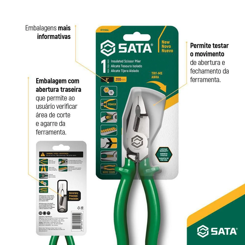 Alicate Corte Tesoura 8 St72504L Sata