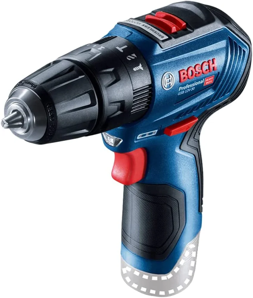 Bosch Parafusadeira Furadeira Gsb 12V-30 Brushless 12V com 2 Baterias 1 Carregador e Maleta, Azul