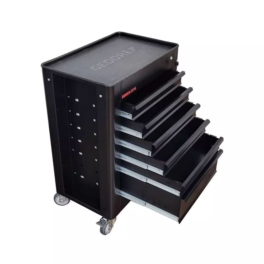Carro Fechado com 6 Gavetas Preto Gedore Red
