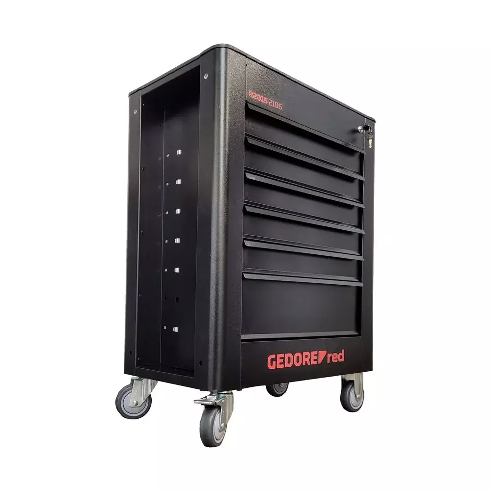 Carro Fechado com 6 Gavetas Preto Gedore Red
