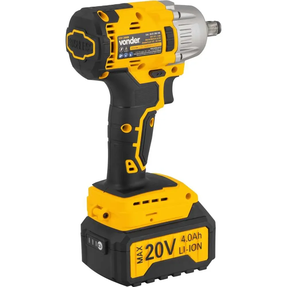 Chave de impacto a bateria 20V encaixe de 1/2" com 2 baterias - CIV 200B 110V/220V