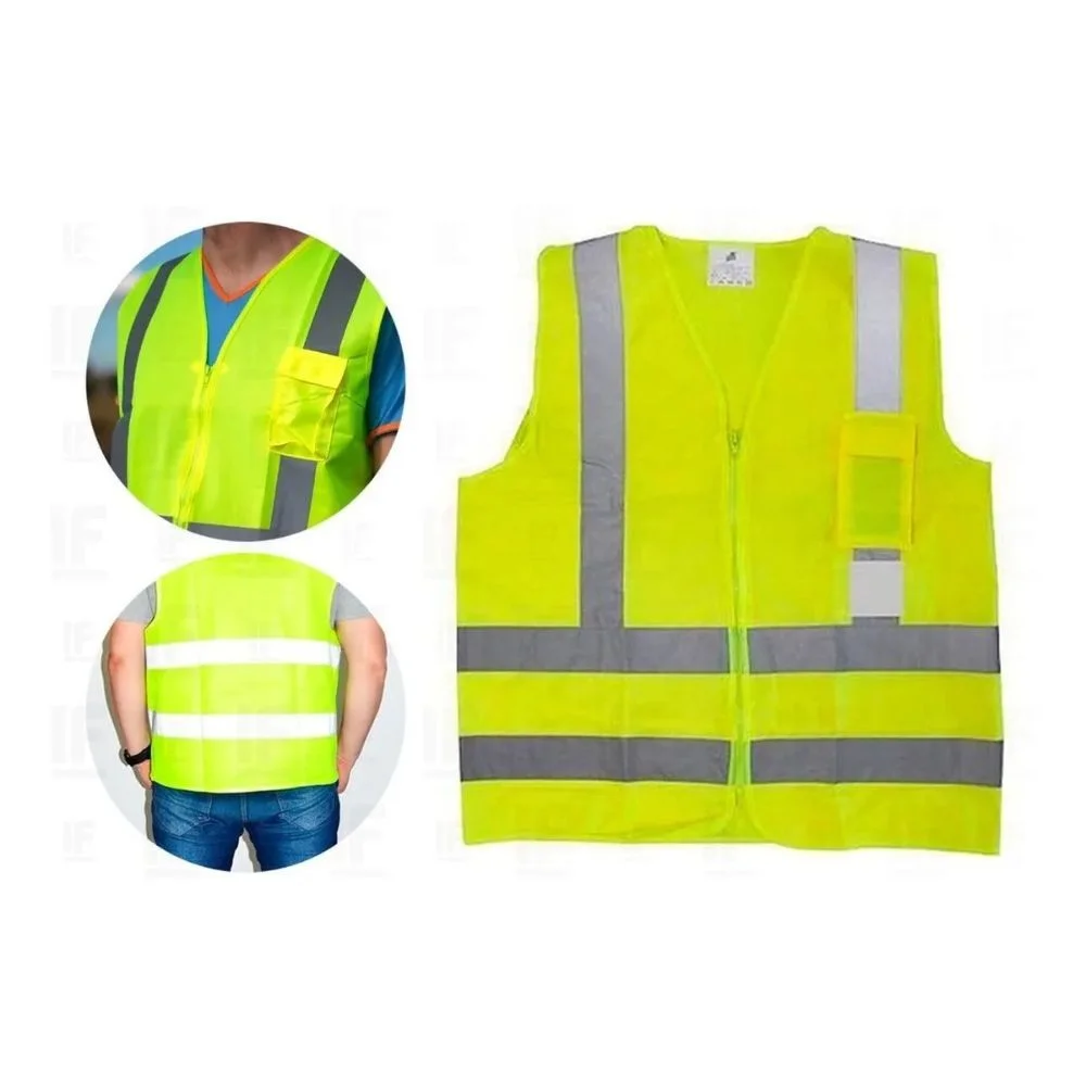 Colete Refletivo Amarelo Liso, Tamanho G com Bolso /Plastcor