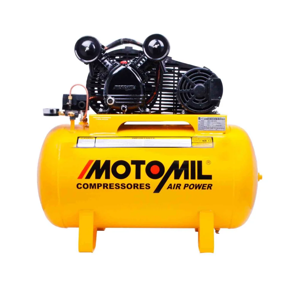 Compressor de Ar 10 Pés 100 Litros CMV Amarelo Motomil