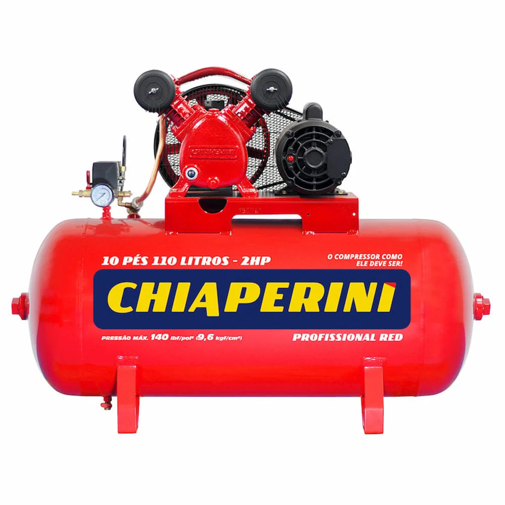 Compressora de Ar 10 Pés 110L 2Hp Monofásico Profissional - Chiaperini