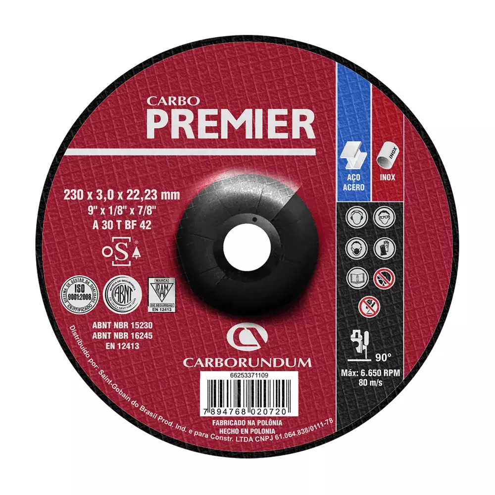 Disco Corte Dep 9 X 1/8 X 7/8 Premier Carborundum