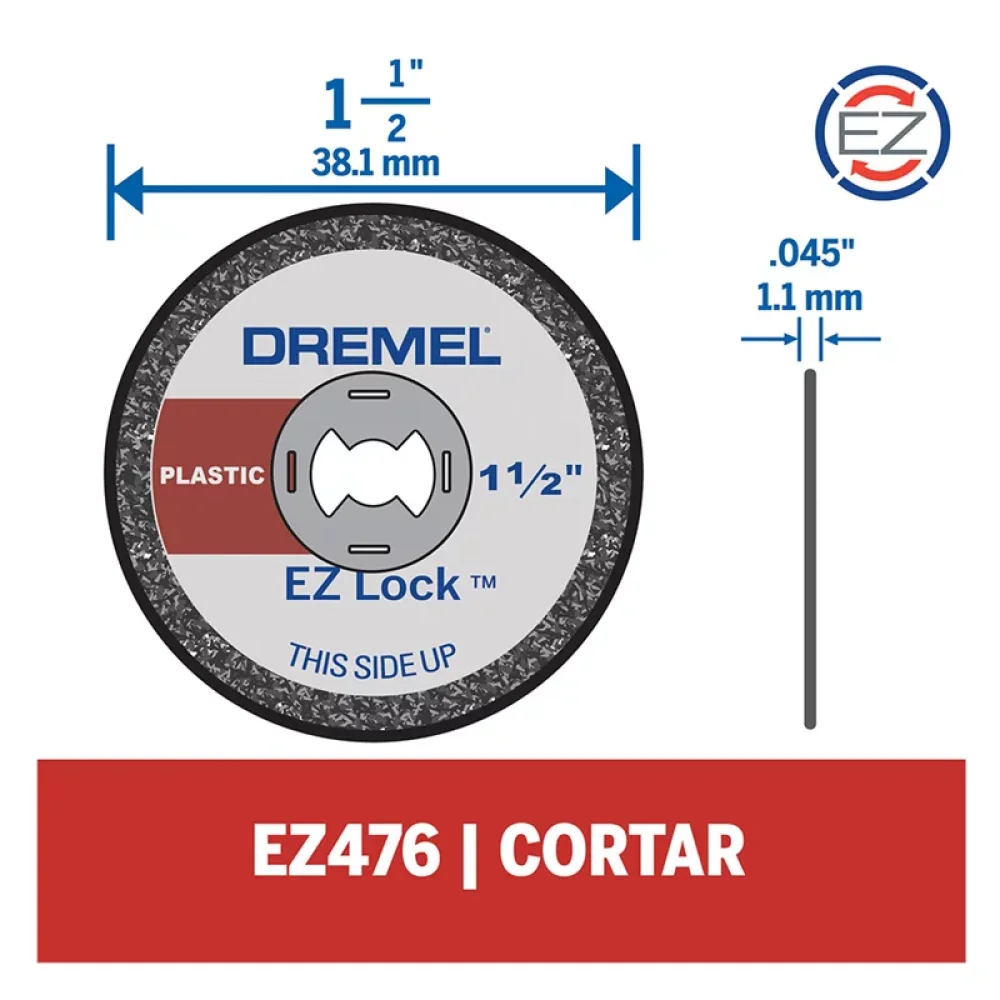 Disco de Corte 1.1/2'' Ez-Lock para Micro Retifica com 5 Peças 2615E456Aj Dremel