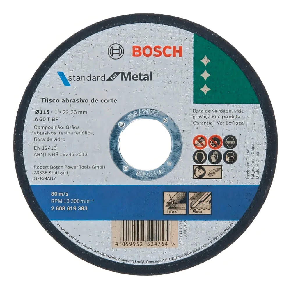 Disco de Corte Bosch Standard 4.1/2 X 1 MM X 7/8 para Aço Inox