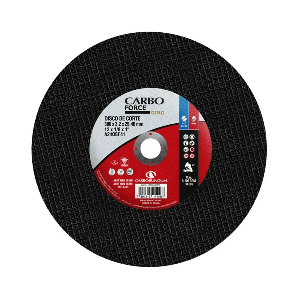 Disco de Corte Carborundum Carboforce 12" X 1/8" X 1" para Aço