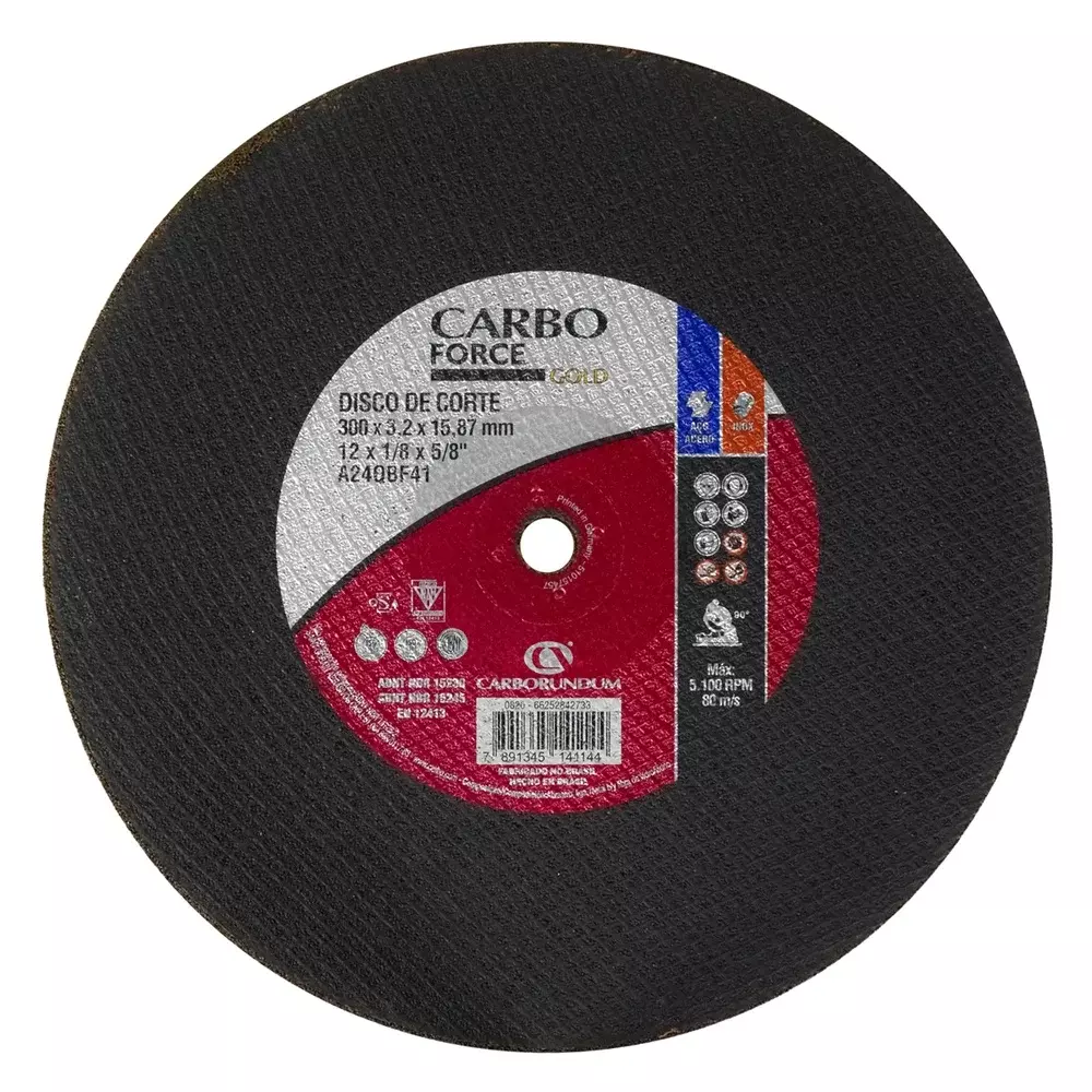 Disco de Corte Carborundum Carboforce 12" X 1/8" X 5/8" - Carborundum