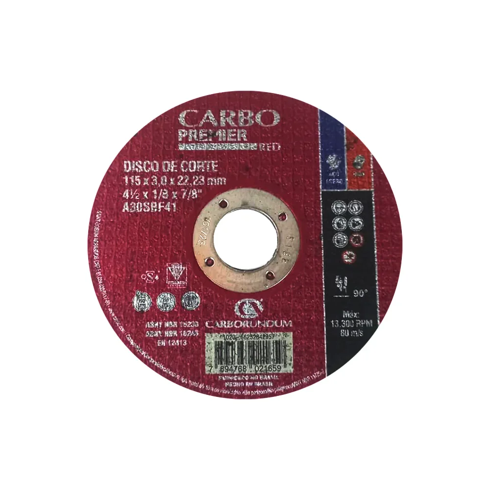 MKP Kit 10 Discos de Corte Carborundum Premier 4.1/2" x 1/8" x 7/8" para Aço