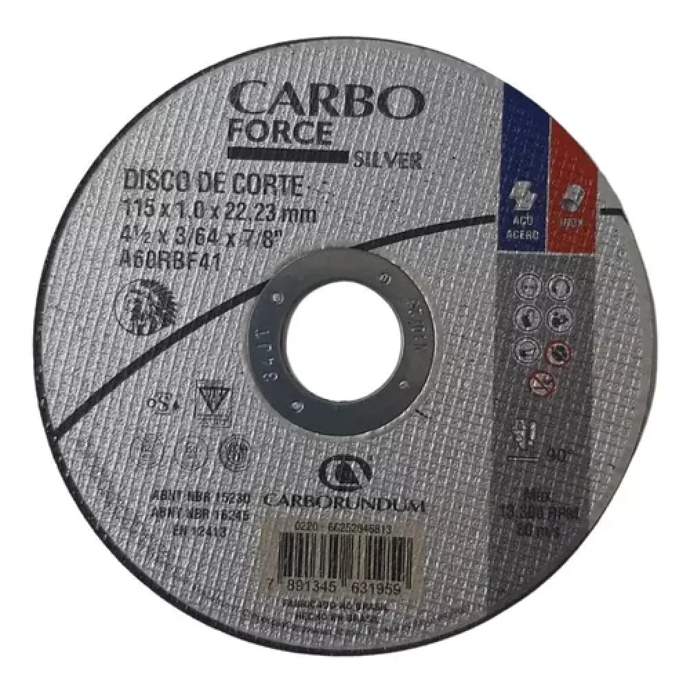 MKP Kit 25 Discos de Corte Carborundum Silver 4.1/2" x 3/64" x 7/8" para Aço Inox