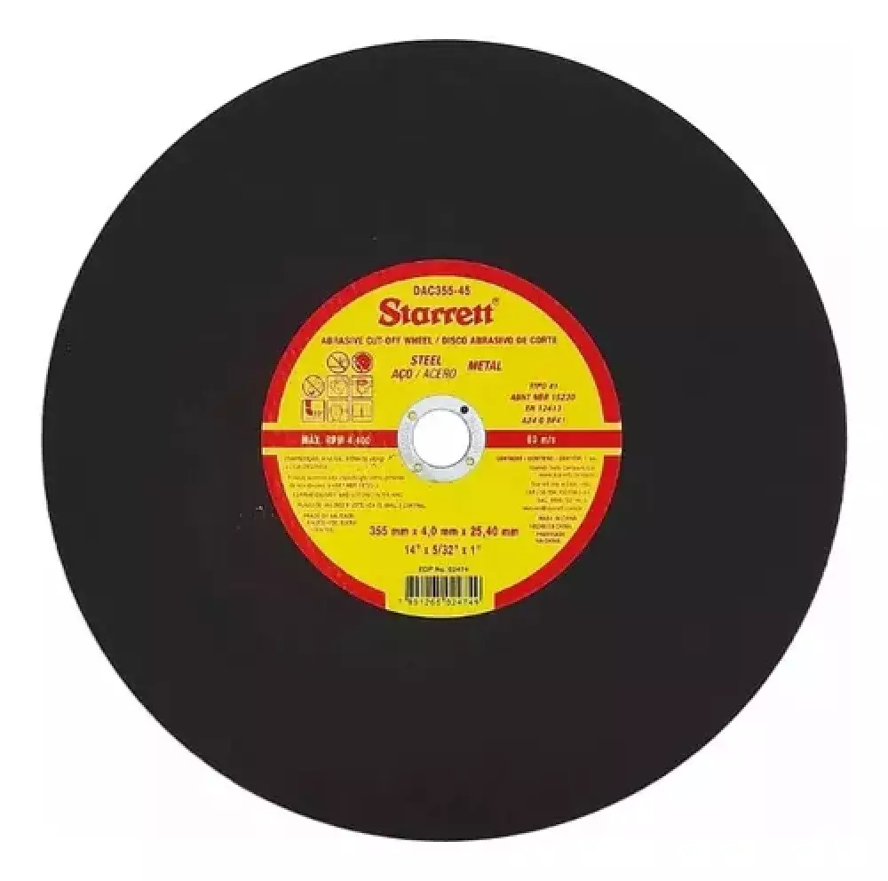 Disco de Corte de 14 Pol. para Aço Inox Dac230-45 - Starret