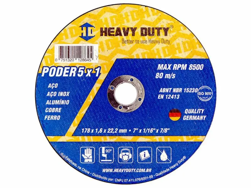 MKP Kit 25 Disco de Corte Heavy Duty 5x1 Inox 7" x 1,6 mm x 7/8" para Aço Inox