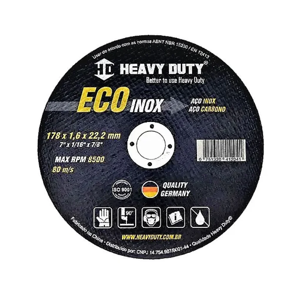 Disco de Corte Heavy Duty Ecoinox 7" X 1,6 MM X 7/8" para Aço Inox