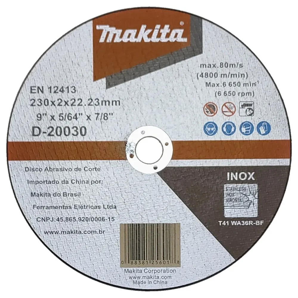 Disco de Corte Makita D-20030 9" X 5/64" X 7/8" para Aço Inox