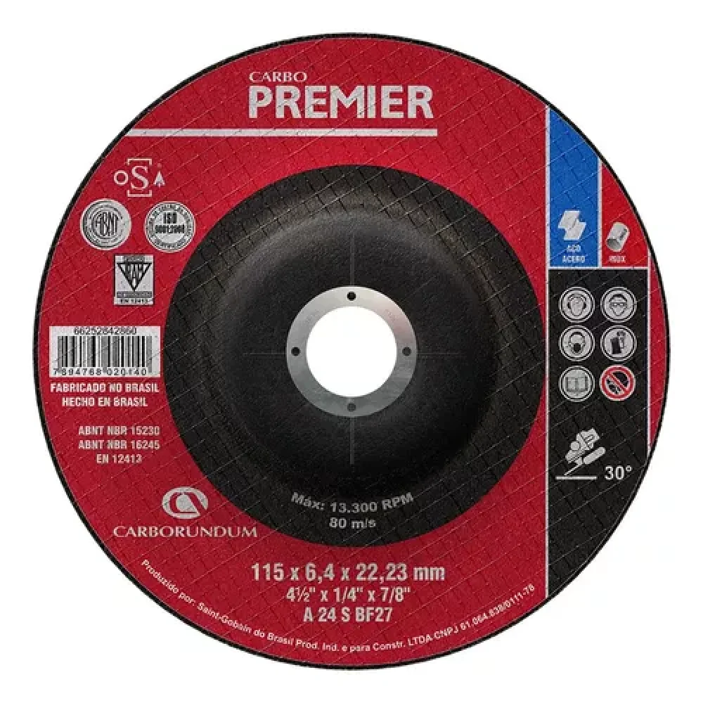 Disco de Desbaste Premier 4.1/2 X 1/4 X 7/8 - Carborundum
