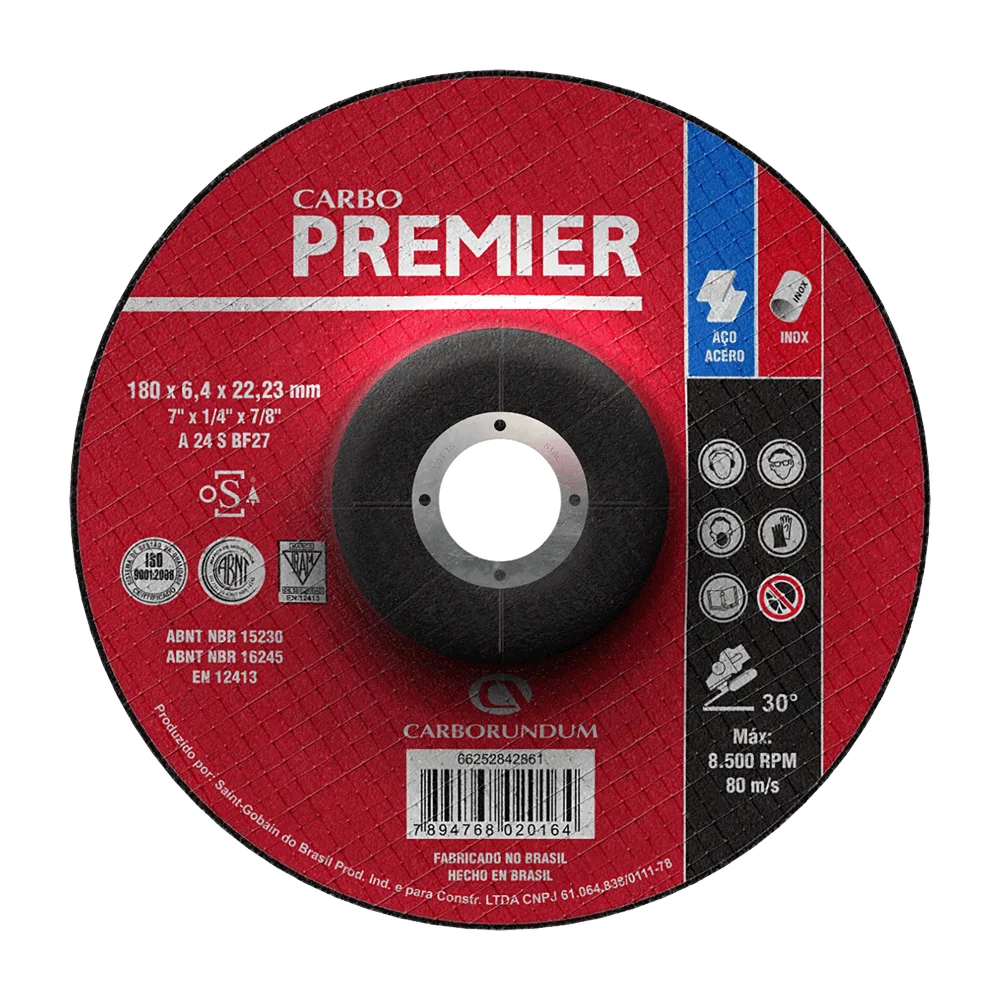 Disco de Desbaste Premier 7 X 1/4 X 7/8 - Carborundum