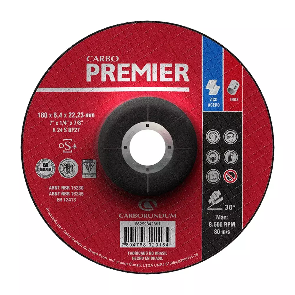 Disco de Desbaste Premier 7 X 1/4 X 7/8 - Carborundum