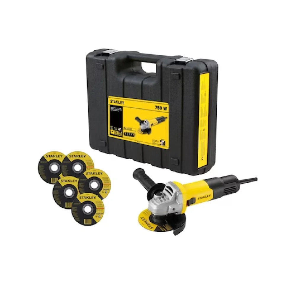 Esmerilhadeira Ângular 4-1/2 Pol. 750W com Maleta e 5 Discos Corte Fino - Stanley-Sg7115Kd