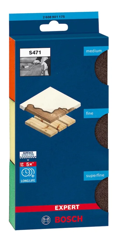 Esponja Abrasiva S471 com 3 Peç com Canto Expert Bosch
