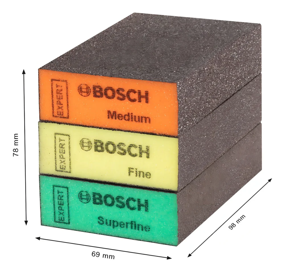 Esponja Abrasiva S471 com 3 Peç com Canto Expert Bosch