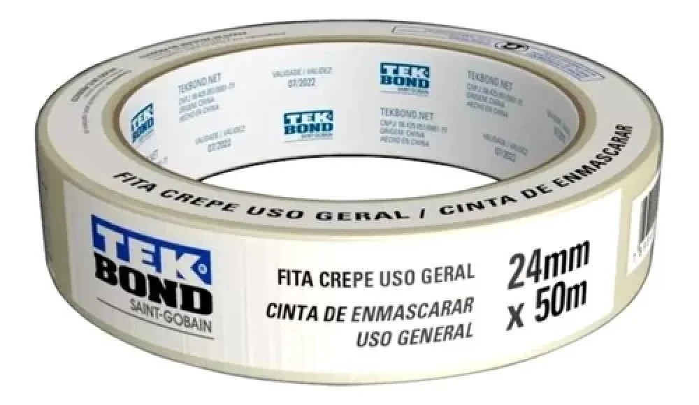 Fita Adesiva Crepe uso Geral Resistente 24Mm X 50M Tekbond