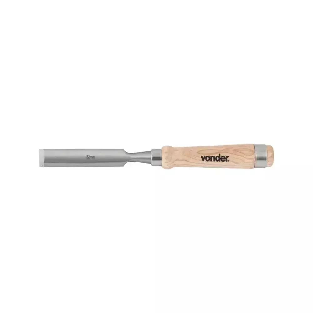 Formão Chanfrado 7/8" Cromo Vanádio Cabo Madeira - Vonder