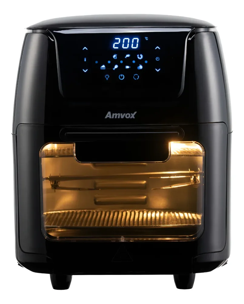 Fritadeira Elétrica Air Fryer Amvox 12 L 1700 W Painel Digital Iluminação Suporte Frango
