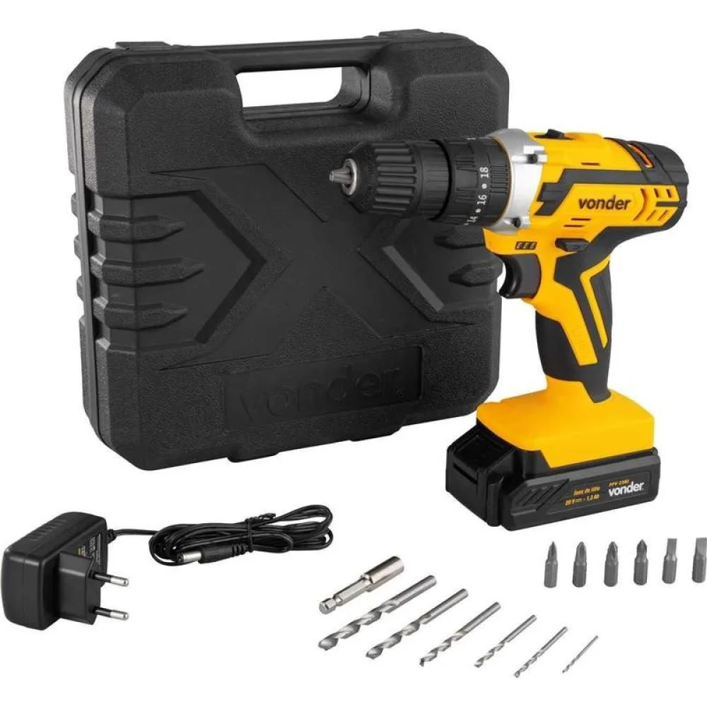 Furadeira/Parafusadeira 3/8 20V Pfv 238 + Acessórios - Vonder