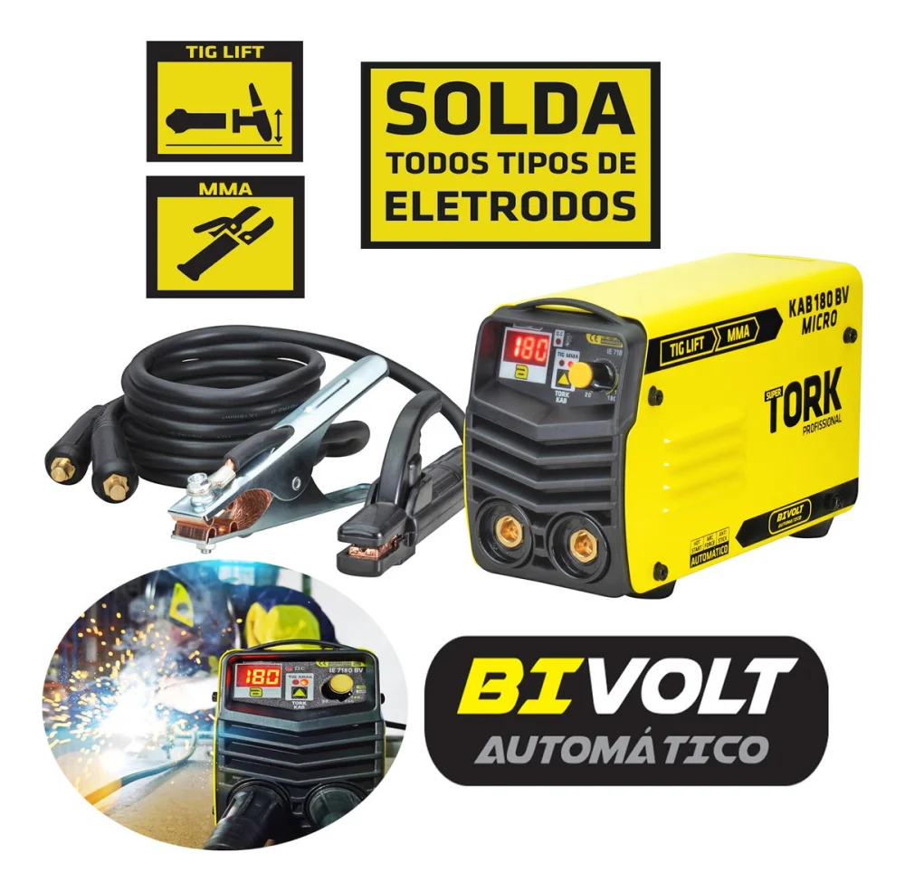 Inversor Solda 180A Bivolt 127/220V Solda Aluminio Inox Tork